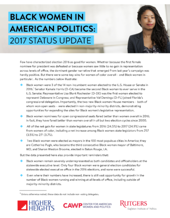 Status of Black Women in American Politics — 2017 Update Magazine Cover